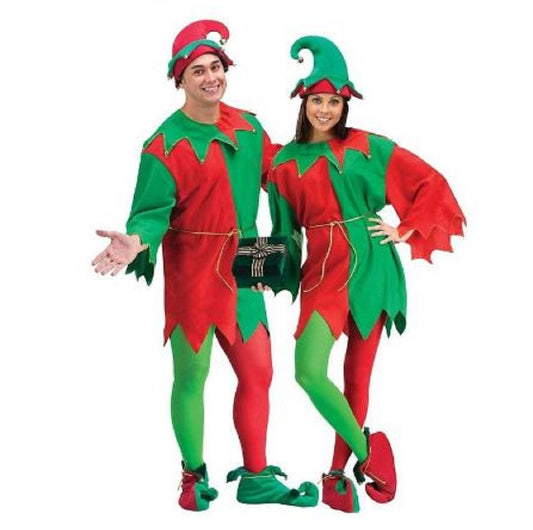Elegant Elf Tunic - Red/Green - Jester - Costume - Adult