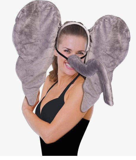 Elefantenohren und Schwanz-Set – Grau – Kostümzubehör – Erwachsene, Teenager, größere Kinder