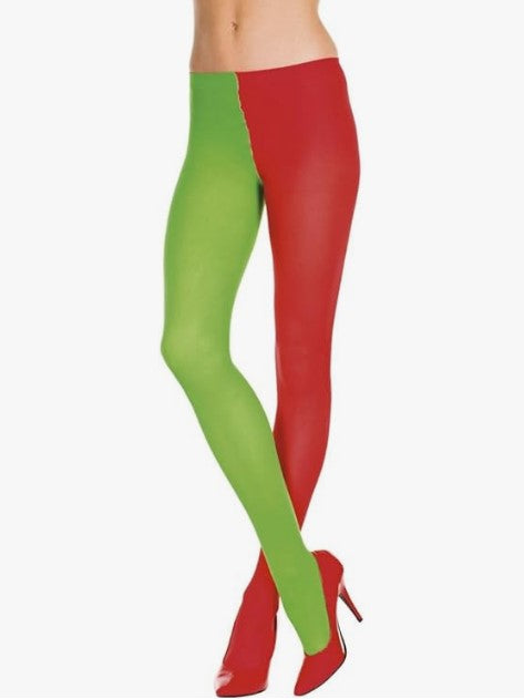 Jester Elf Tights - Red/Green - Christmas - Costume Accessories - 2 Sizes