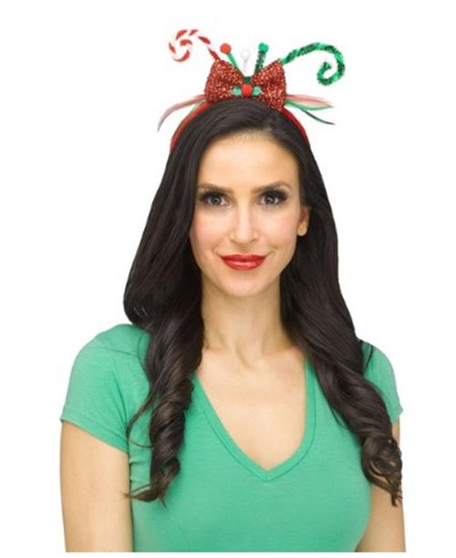 Candy Cane Bow Headband - Elf - Christmas - Costume Accessory - Adult Teen