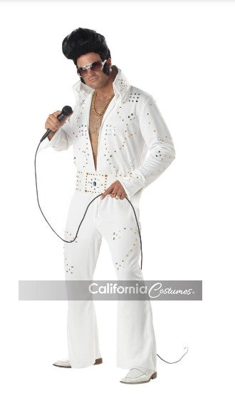 Elvis - Leyenda del rock - Blanco - Strass - Disfraz - Adulto - 3 tallas