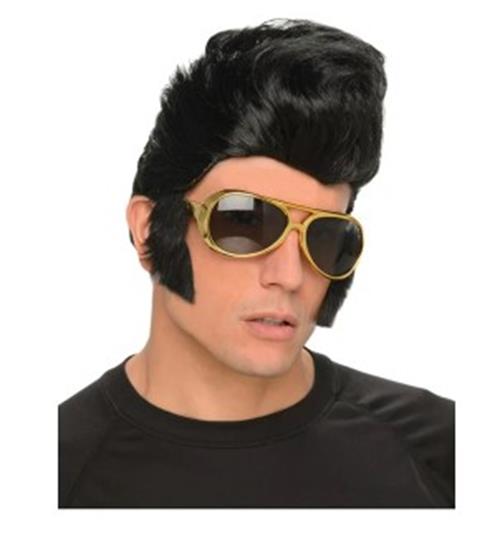 Elvis Wig - Rock n Roll Legend - Black - Costume Accessory - Adult Teen