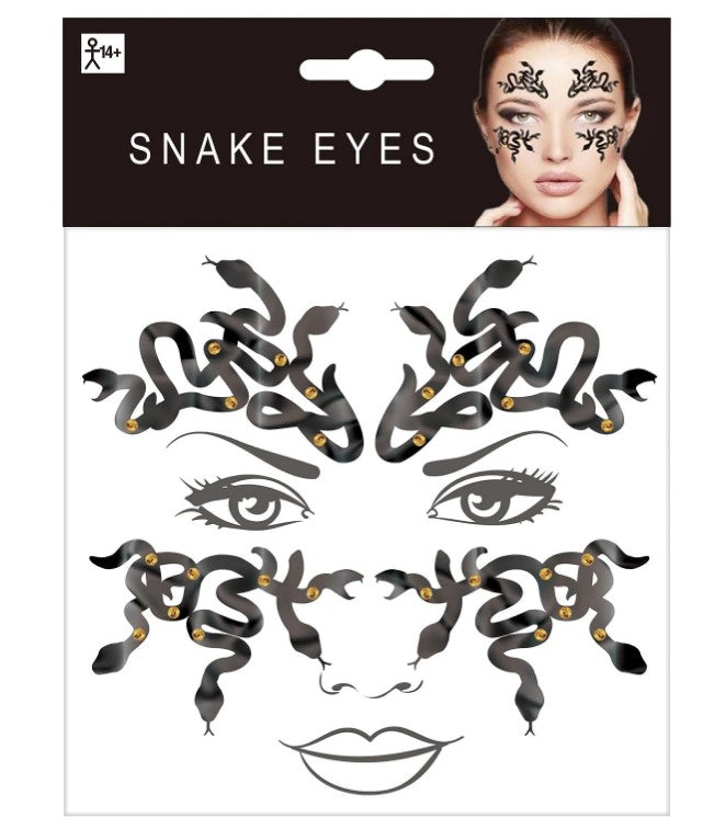 Joyas para cara y cuerpo con ojos de serpiente negra - Medusa - Accesorios para disfraces - Talla única