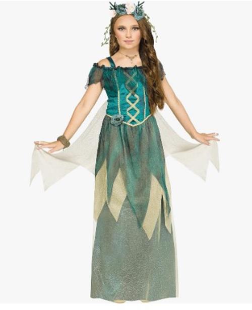 Woodland Fairy Gown - Teal/Gold - Costume - Child - 2 Sizes
