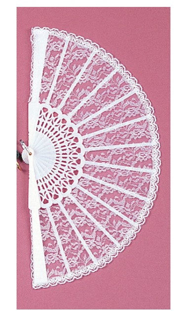 Folding Fan - Lace - Plastic - 9" - Costume Accessory Prop - 3 Colors