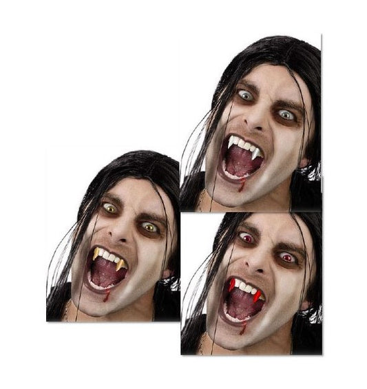 Dientes de Vampiro Retráctiles - Colmillos - Accesorios de Disfraces - Adulto Adolescente - 3 Colores