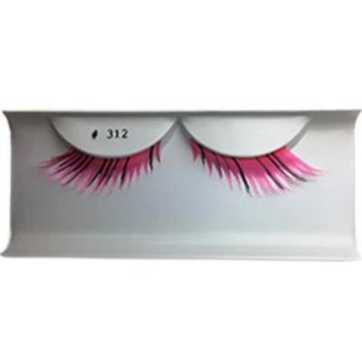 Eyelashes - Long Feathered - Pink/Black - Barbie - Costume Cosplay Accessory