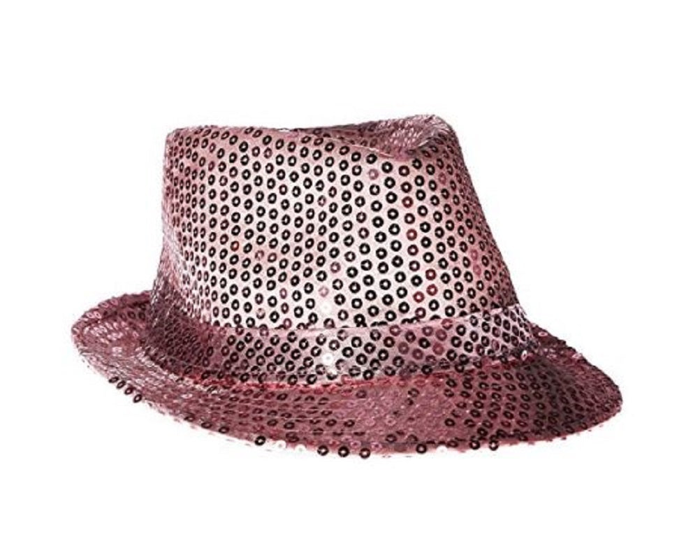 Sequin Fedora -1920's - 1980's - Pink - Barbie - Costume Accessory - Teen Adult