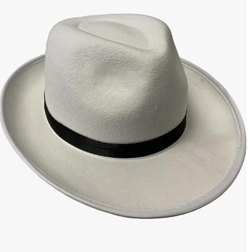 Fedora - Blanco/Negro - Años 20 - Gángster - Accesorio de disfraz - Adulto adolescente