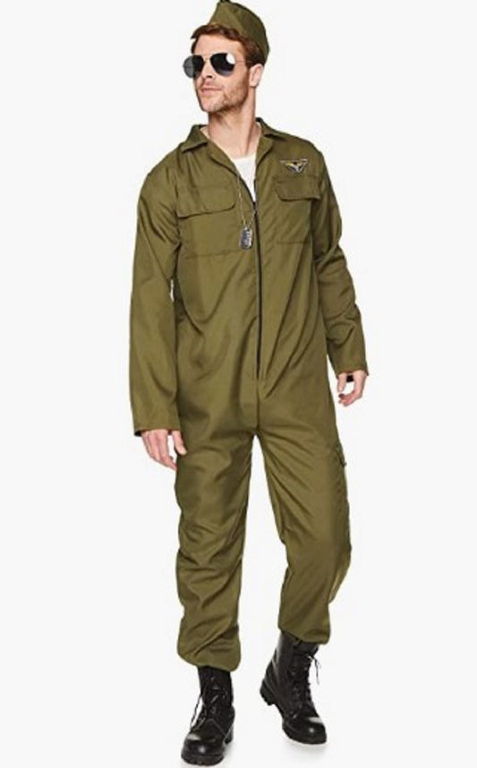 Flight Suit - Aviator - Pilot - Green - Costume - Adult - 2 Sizes