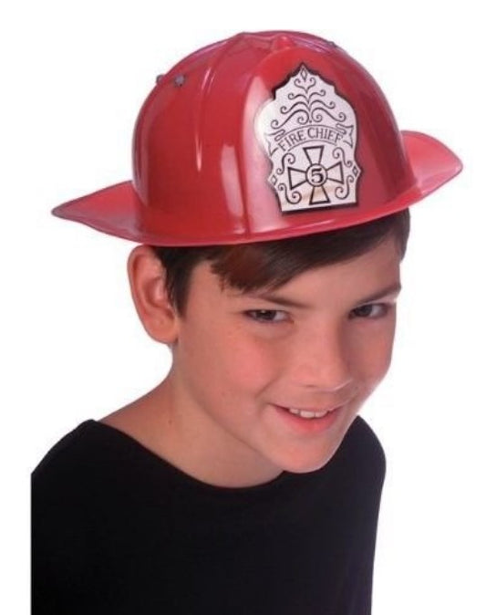 Fire Chief Hat - Fire Fighter - Red Plastic - Costume Accessory - Child Size