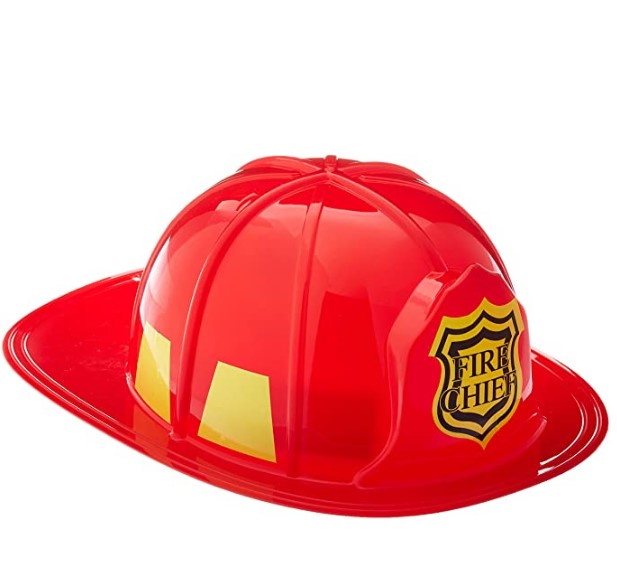 Fire Chief Hat - Fire Fighter - Red Plastic - Costume Accessory - Adult Teen