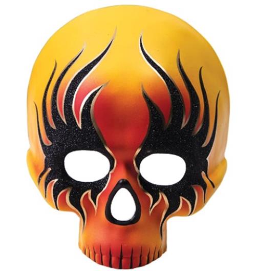 Orange Flaming Skull Mask - Plastic - Deluxe Costume Accessory - Adult Teen