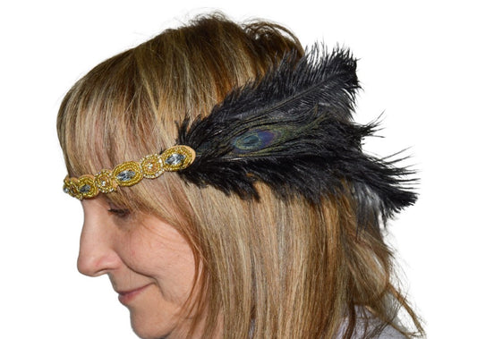 Diadema flapper - Oro - Joyas sintéticas - Década de 1920 - Accesorio de vestuario - Adolescente adulto