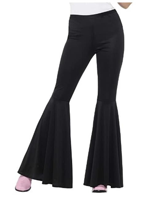 Flared Trousers - Black - 1970's Bell-bottoms Disco - Adult - 2 Sizes