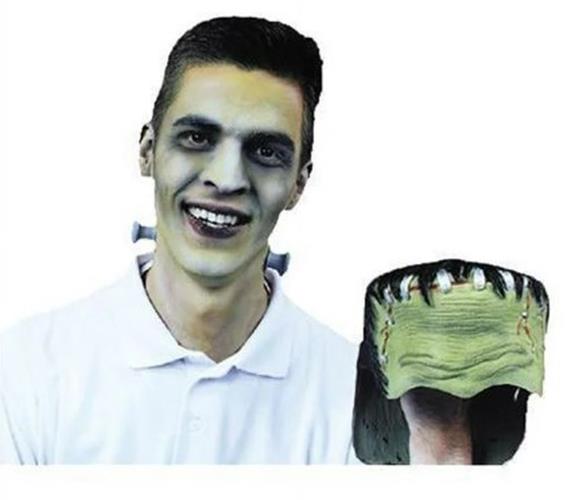 Frankenstein Monster Headpiece - Rubber Hair - Costume Accessory - Adult Teen