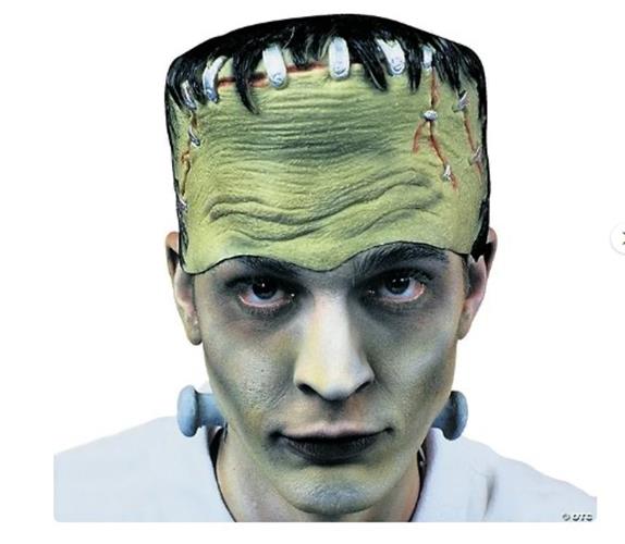 Frankenstein Monster Headpiece - Rubber Hair - Costume Accessory - Adult Teen