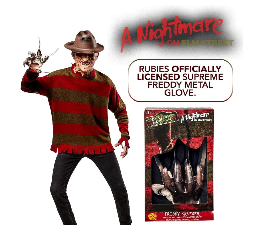 freddy krüger handschuh mit metallklingen Freddy Krueger-Handschuh – Nightmare on Elm Street – Deluxe-Kostümzubehör