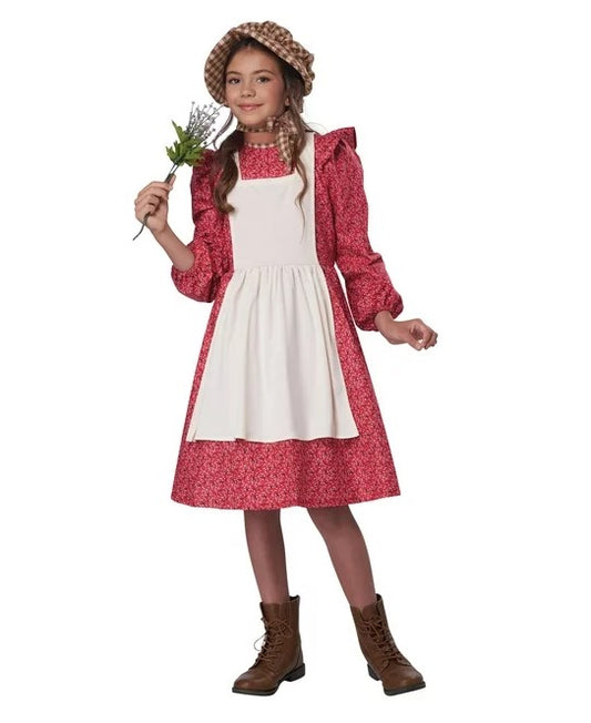 Frontier Settler - Burgundy Calico - Pinafore - Costume - Girls - 2 Sizes
