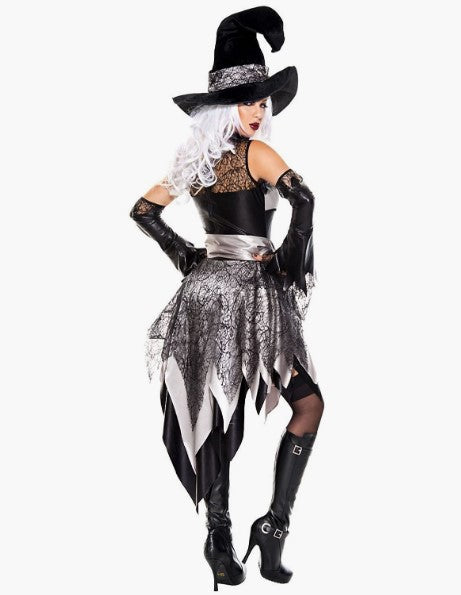 Glam Witch - Black/Silver - Costume - Adult - 3 Sizes