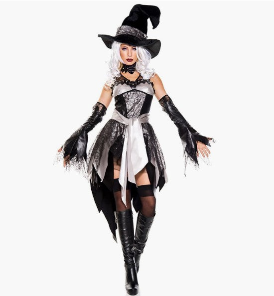 Glam Witch - Black/Silver - Costume - Adult - 3 Sizes