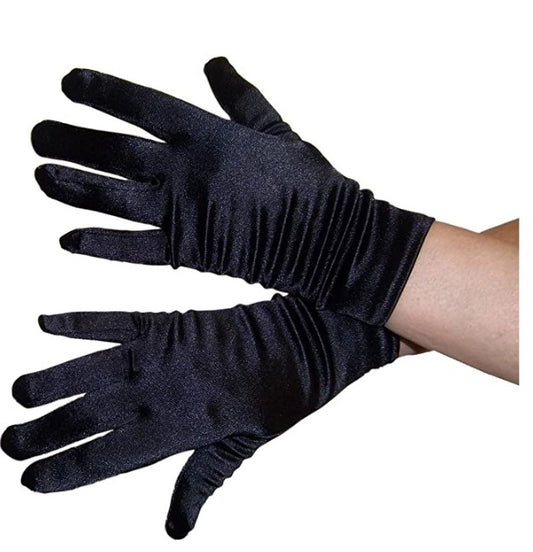 Guantes de muñeca - Nylon - Negro - 9" - Accesorios para disfraces - Adulto adolescente 