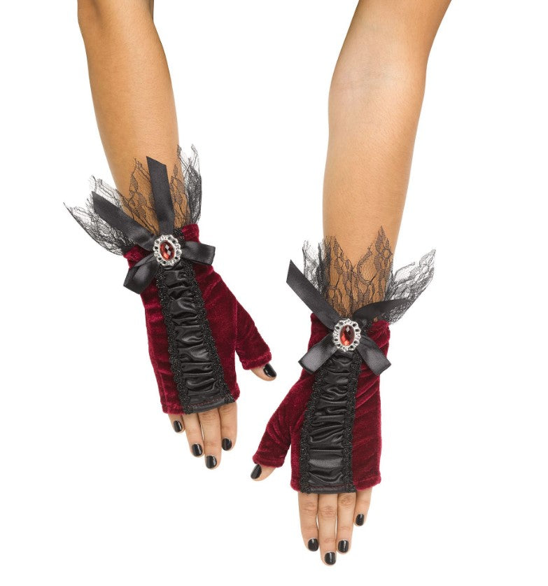 Coffin Gloves - Jewel - Fingerless - Costume Accessory - Adult Teen - 2 Colors