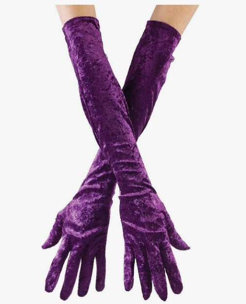 Elegant Velour Gloves - 20.5" Long - Prom Dance Cosplay - Adult Teen - 3 Colors