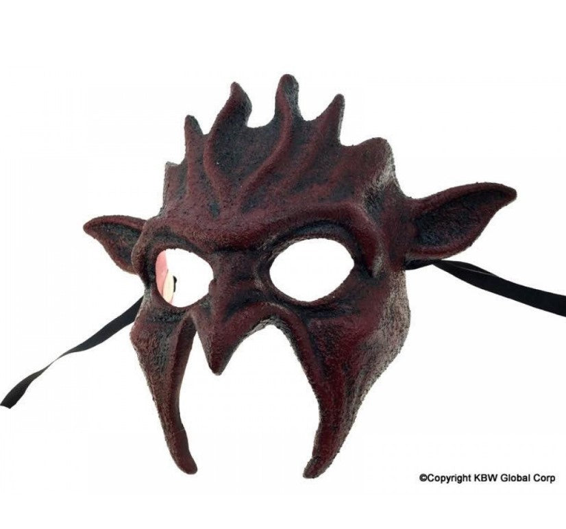 Bloody Red Goblin Devil Half Mask Adult Dark Gothic Halloween Costume Accessory
