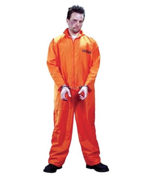 Convict Jumpsuit - Got Busted - Prisoner - Orange - Costume - Adult