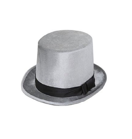 Sombrero de copa - Gris/Plata - Fantasma - Vacaciones - Accesorio de disfraz - Adulto Adolescente 