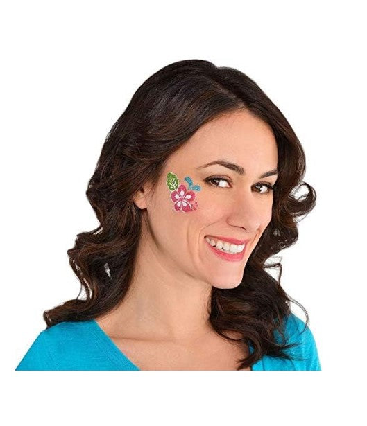 Hawaiian Hibiscus Face & Body Decals - Costume Accessories - Adult Teen Child