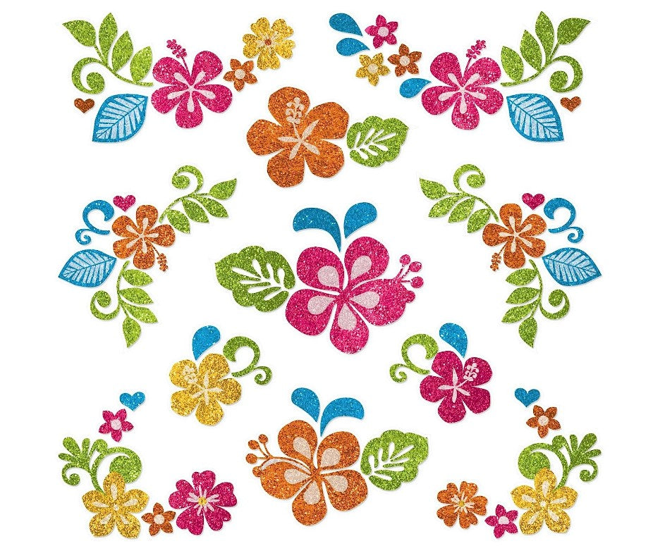 Hawaiian Hibiscus Face & Body Decals - Costume Accessories - Adult Teen Child