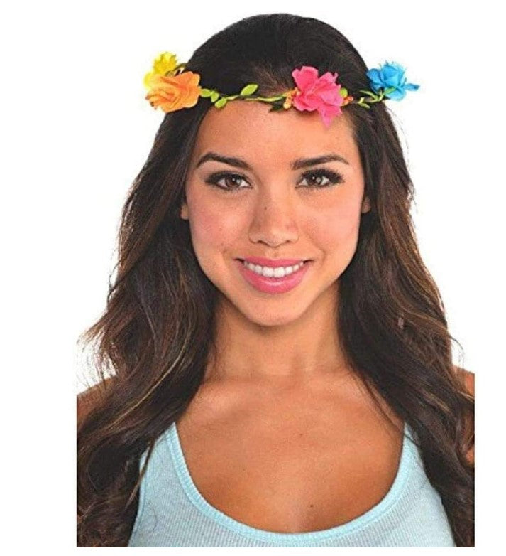 Grapevine Neon Head Wreath - 36" - Eye-catching Multicolor Fabric -Headpiece for