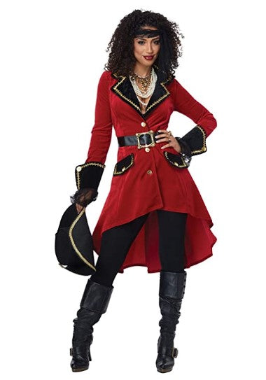 High Seas Heroine - Pirate - Red/Black - Costume - Adult - 4 Sizes