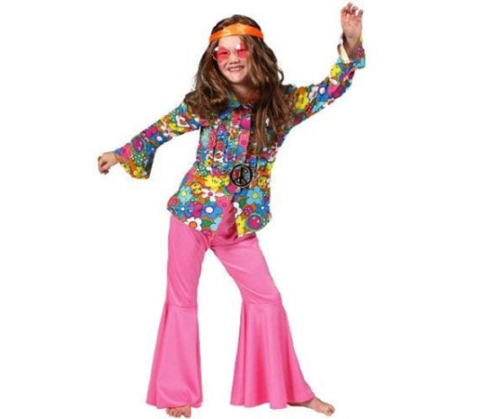 Disco-Hippie-Hose – Rosa – Kostüm – Kindergröße L 12–14