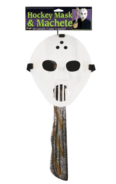 Hockey Mask & Machete Set - Plastic - Jason - Costume Accessory - Teen Adult