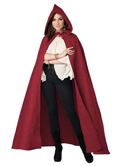 Hooded Cloak - Burgundy - Medieval - Renaissance - Costume - Adults - Unisex