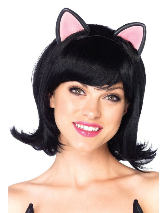 Peluca Kitty Cat - Negra - Bob - Accesorio para disfraz - Adulto