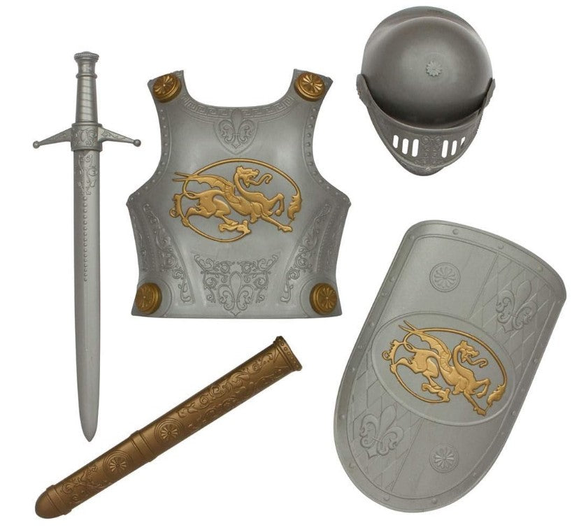 Medieval Knight Helmet - Gold/Silver - Plastic  - Costume Accessory - Child