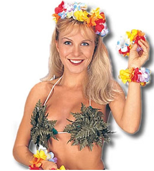 Jungle Leaf Bikini Top - Hawaiian - Costume Accessory - Women Teen