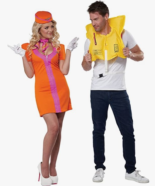 Love is in the Air - Flight Attendant - Couples Costume - Adult - 4 Sizes