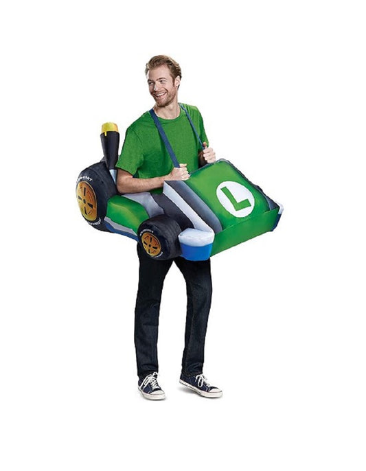 Luigi Kart - Green - Super Mario Bros - Inflatable - Costume - Adult