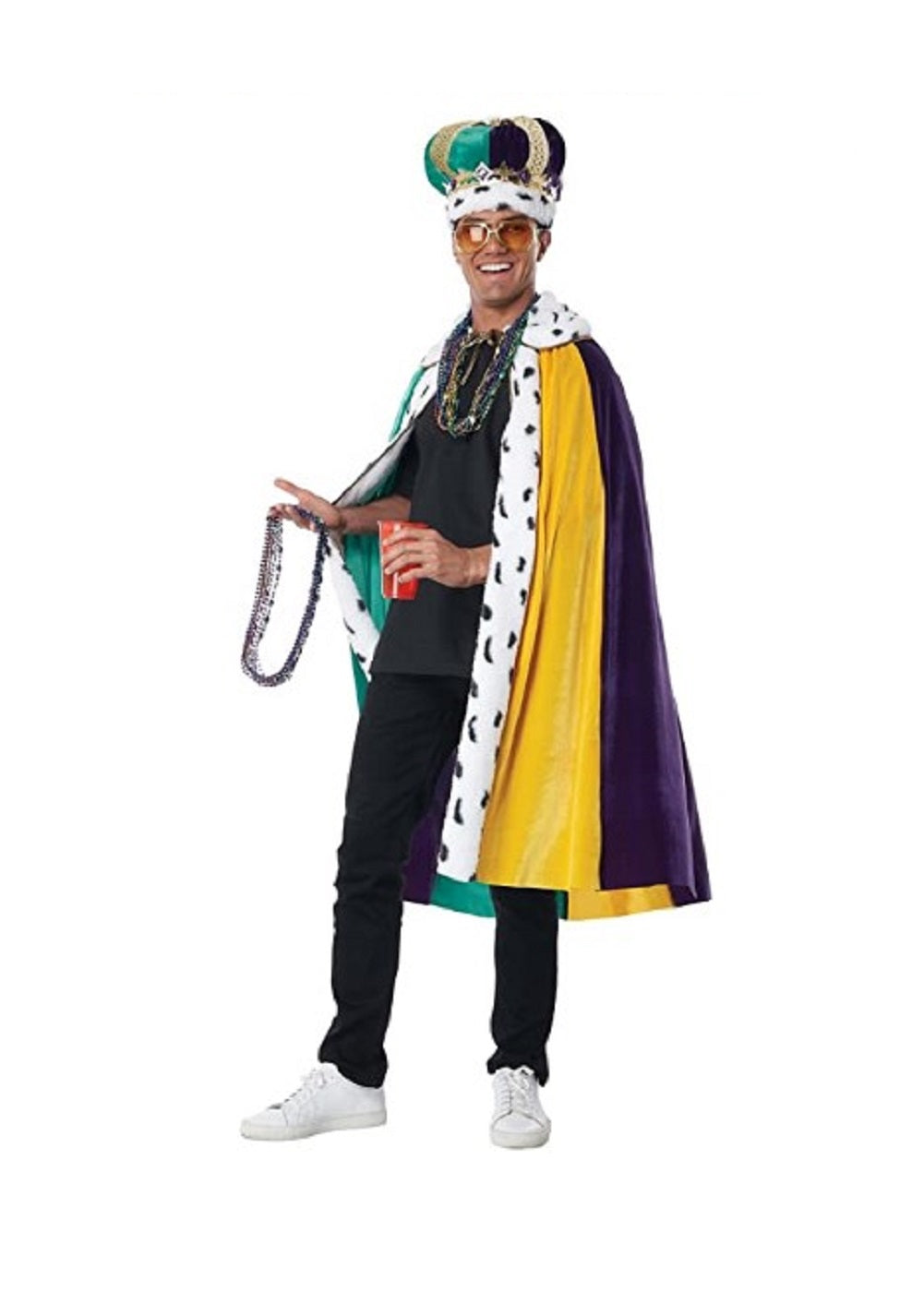 Mardi Gras Cape & Crown - Royal - Unisex - Deluxe Costume Accessory - Adult