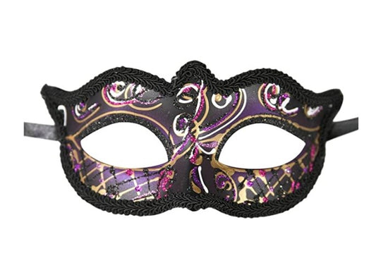 Maskerade-Halbmaske – Mardi Gras – Schwarz – Kostümzubehör – Erwachsener Teenager