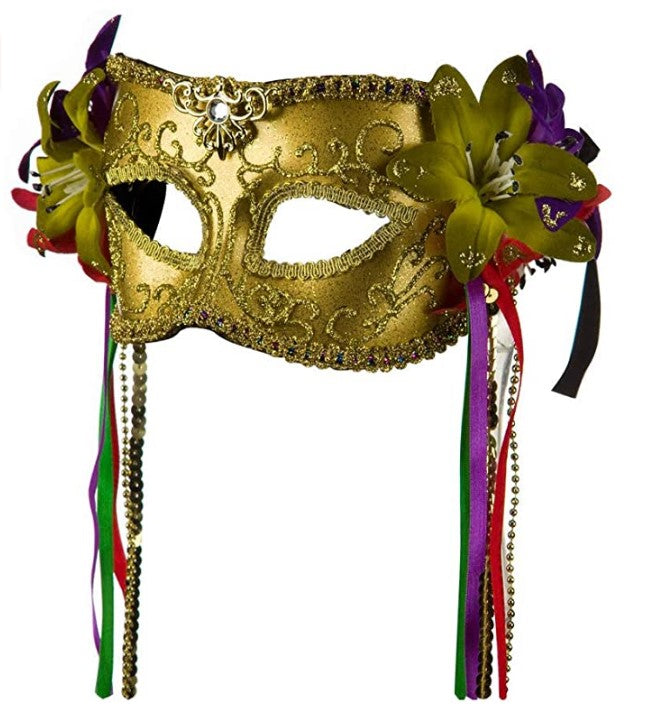 Mardi Gras Mask - Flowers - Ribbons - Costume Accessory - 3 Colors