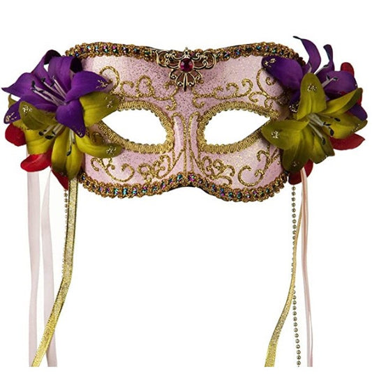 Mardi Gras Mask - Flowers - Ribbons - Costume Accessory - 3 Colors