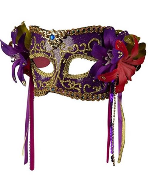 Mardi Gras Mask - Flowers - Ribbons - Costume Accessory - 3 Colors