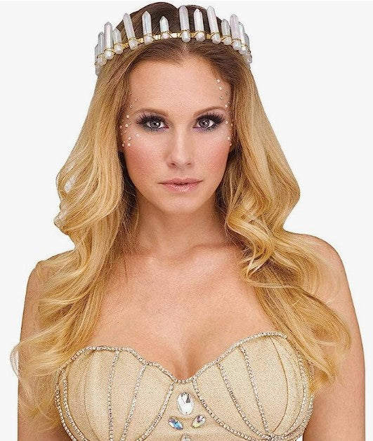 Tiara de sirena de cristal - Hada - Oro/Blanco - Accesorio de disfraz - Adulto adolescente