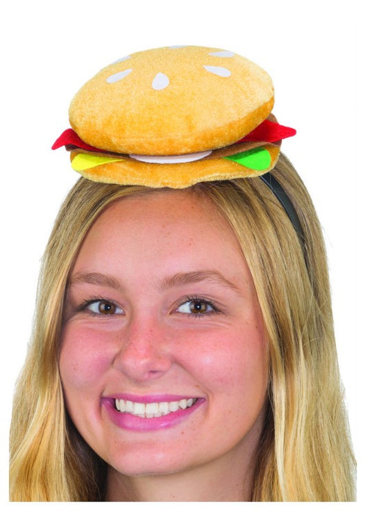 Hamburger Mini Hat Headband - Festivals - Costume Accessory - Teen Adult